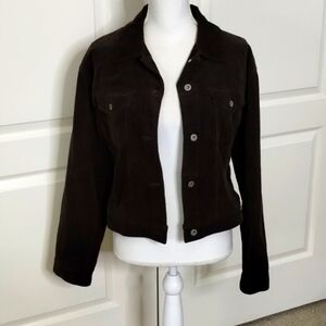 Vintage GAP blue Jeans Dark Brown corduroy cropped jacket size large see sizing